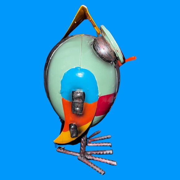 Brilliant Colorful Fused Metal Owl Made From Iron 5”x4” - Picture 4 of 7